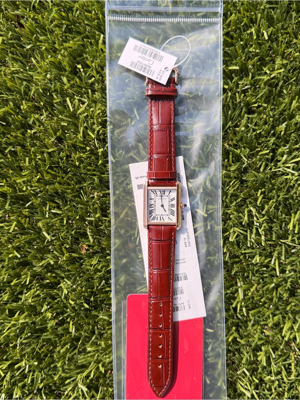 Cartier Men's Watch Brown Leather Rose Gold Case